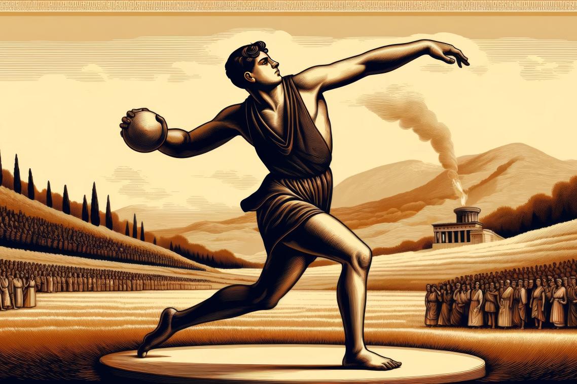 Image of athlete throwing discuss Ancient Olympics